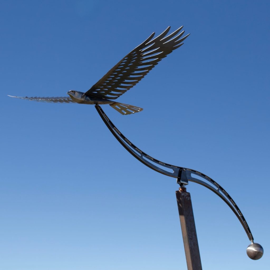 Kinetic New Zealand Hawk Sculpture by Metalworks Wanaka